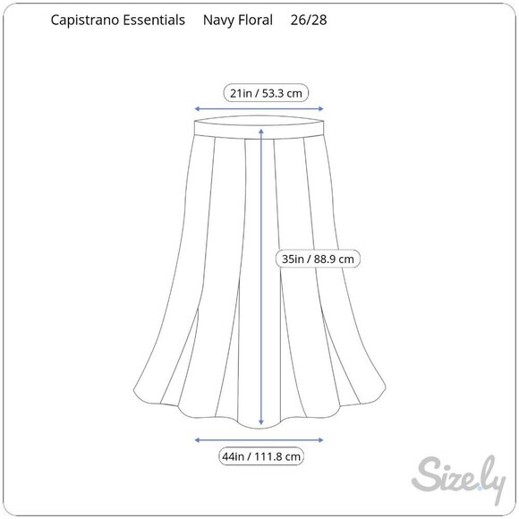 Capistrano Essentials Vintage Womens Navy Flowy Floral Midi Full Skirt 26/28 - Picture 8 of 8